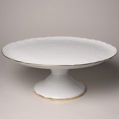 Cake plate on stand 32 cm, Thun 1794 Carlsbad porcelain, BERNADOTTE gold line