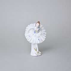 Tanečnice s krajkou (bledě modrá v předklonu) 8 x 6 x 12 cm, Kurt Steiner, Porcelánové figurky Unterweissbacher
