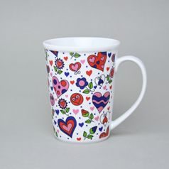 Hrnek Erin 12 cm 420 ml, veselá srdíčka - růžová, Český porcelán a.s.