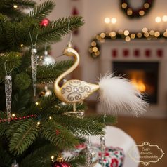 Christmas decoration swan, 10 cm, red, Czech decorations MIJA