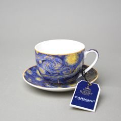 Šálek 250 ml + podšálek 140 mm, Vincent van Gogh, Hvězdná noc, porcelán Carmani