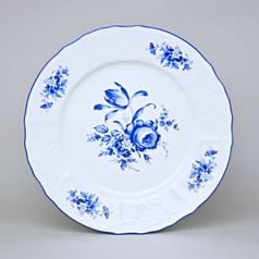 Plate dinner 25 cm, Thun 1794 Carlsbad porcelain, BERNADOTTE blue rose, BLUE line