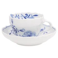 Šálek 200 ml a podšálek 140 mm, pravý cibulák, Míšeňský porcelán