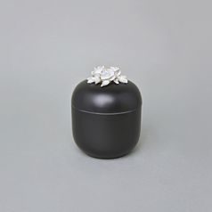 Jar With Roses 11 x 9 cm, Black + Gold, Royal Dux Bohemia Porcelain