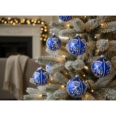A set of Onion Pattern Christmas Tree Decoration Glass Balls 8 cm + Christmas tree tip, Set 9 pcs.