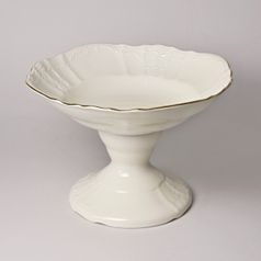 Bowl 25 cm on stand, Thun 1794 Carlsbad porcelain, BERNADOTTE ivory + gold