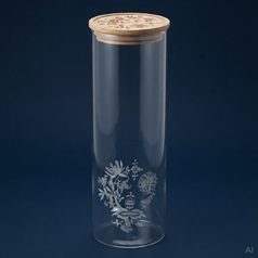 Glass Spaghetti Jar with Wooden Lid, 30 cm, Onion Pattern