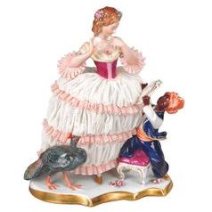 Vanity, Lady with lace 19 x 12 x 24 cm, Kurt Steiner, Porcelain Figures Unterweissbacher