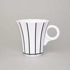 Mug Šárka White + Black Stripes, porcelán Goldfinger