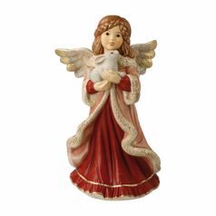 Figurky andělů červené: Anděl s králíkem 25 cm, kamenina Goebel