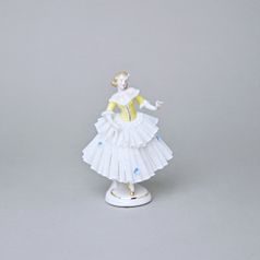 Tanečnice s krajkou (žlutá) 8 x 6 x 12 cm, Kurt Steiner, Porcelánové figurky Unterweissbacher