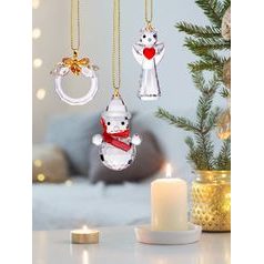 3 pcs. Christmas tree deco set Angle, Snowman, Wreath, Preciosa crystal decorations