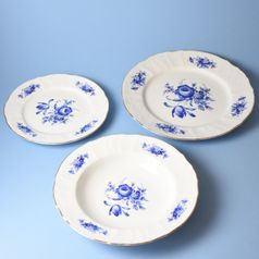 Talířová sada pro 6 osob, Thun 1794, karlovarský porcelán, BERNADOTTE modrá růže