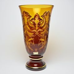 Egermann: Vase Amber hand-decorated, 29 cm, Crystal Vases Egermann