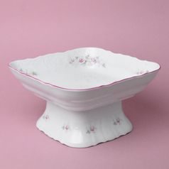 Růžová linka: Mísa čtyřhranná 25 cm na noze (v. 13 cm), Thun 1794, karlovarský porcelán