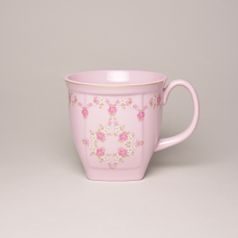 Hrnek hranatý 0,3 l dekor 158, Leander, růžový porcelán