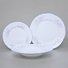Plate set for 6 persons, Thun 1794 Carlsbad porcelain, BERNADOTTE blue-pink flowers
