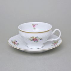 Tea cup and saucer 205 ml / 16 cm, Thun 1794 Carlsbad porcelain, BERNADOTTE Meissen Rose