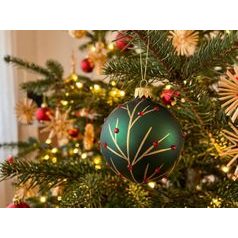 Vánoční skleněná koule 8 cm, ZELENÁ, České ozdoby MIJA