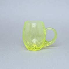 Sklenice KŮRA s uchem (uranové sklo), 300 ml, Sklárna Janov