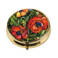 Pillbox L.C.Tiffany - Oriental Poppy, 5 / 5 / 1,5 cm, Metal, Goebel