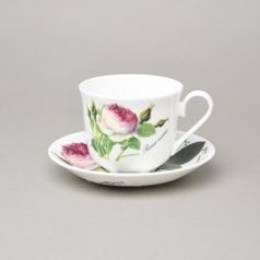 Redoute Rose: Šálek 220 ml a podšálek 14,5 cm, anglický kostní porcelán Roy Kirkham