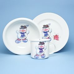 Dětská sada Sněhulák, 3ks, Český porcelán.