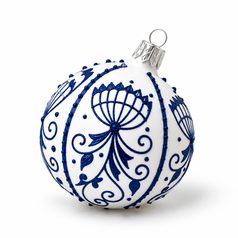 Onion Pattern Christmas Tree Decoration Ball, 8 cm WHITE, Czech Glass christmas decorations