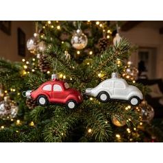Vánoční skleněná ozdoba AUTO, 7 cm, České ozdoby MIJA