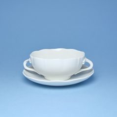 Cup soup and saucer with handles 0,25 l / 17,5 cm, White porcelain, Český porcelán a.s.