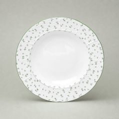 Plate deep 23 cm, Thun 1794, karlovarský porcelán, Natálie green flowers