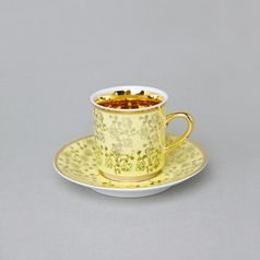 Šálek 100 ml mocca a podšálek 11,5 cm Sabina, vnitřní zlacení, žlutý, Leander Loučky