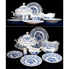 Dining set for 6 pers. "I LOVE EATING", Original Blue Onion Pattern