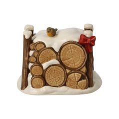 Figurine Winter woodpile, 7 / 5,5 / 5,5 cm, stoneware, Goebel