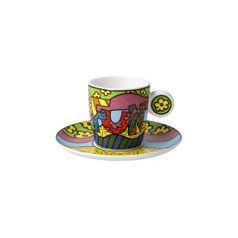Cup and saucer Romero Britto - Fun, 100 ml / 12 cm, Fine Bone China, Goebel