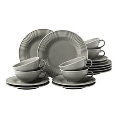 Beat pearl grey: Tea set 18 pcs., porcelain Seltmann