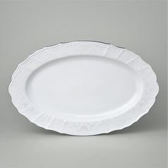 Dish oval 36 cm, Thun 1794 Carlsbad porcelain, BERNADOTTE frost, Platinum line