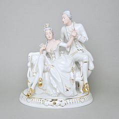 Kanapíčko rokoko 22 x 17,5 x 26 cm, Porcelánové figurky Duchcov