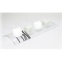 Advent Glass candlestick Tunnel, clear + black stripes, 34x13 cm, BDK - Glass