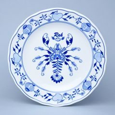 Talíř mělký 24 cm, Rak, (i na zeď), Cibulák, originální z Dubí