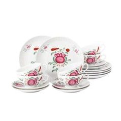 Tea set 18 pcs. small, Amina ostfriesenrose, Tettau porcelain