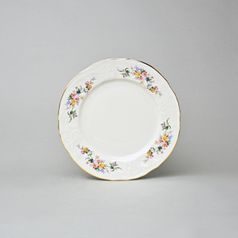Talíř dezertní 19 cm, Thun 1794, karlovarský porcelán, BERNADOTTE ivory + kytičky + zlatá linka
