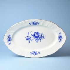 Dish oval 34 cm, Thun 1794 Carlsbad porcelain, BERNADOTTE blue rose