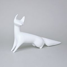 Fox III, 28 x 6 x 16,5 cm, White, Porcelain Figures Royal Dux Bohemia