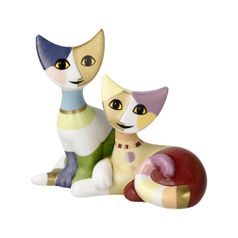 Figurine R. Wachtmeister - Cats Tea and Tazio, 9 / 6 / 8 cm, Porcelain, Cats Goebel
