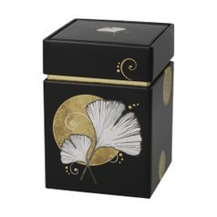Dóza na čaj Ginko černá 7,5 / 7,5 / 11 cm, kov, Goebel