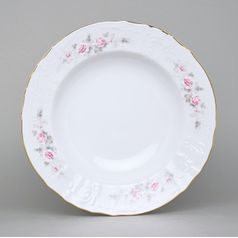 Gold line: Plate deep 23 cm, Thun 1794 Carlsbad porcelain, BERNADOTTE roses