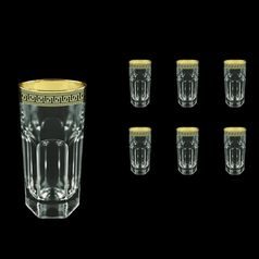 Astra Gold: Long drink 370 ml 6 pcs. set, Crystal, Provenza, Antique Golden Black decor