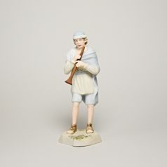 Pasáček s píšťalou 18 x 7 x 7 cm, Biskvit + Saxe, Porcelánové figurky Duchcov