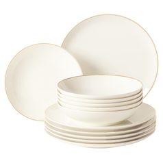Plate set 12 pcs., Savona fine diamond with gold line, Seltmann porcelain
